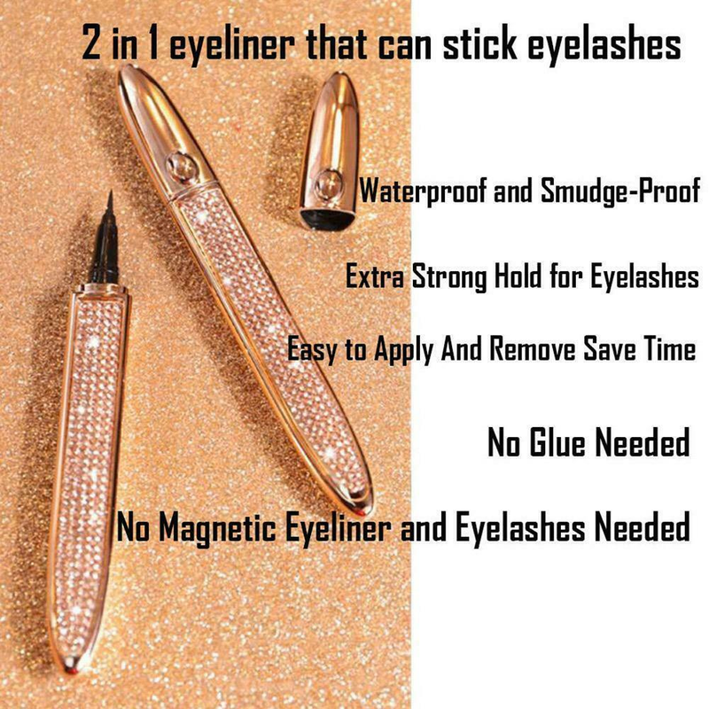 Wasserdichter, selbstklebender Wimpern-Eyeliner-Stift, langlebiger, klebstofffreier, nicht magnetischer, schnell trocknender Wimpernaufkleber-Eyeliner-Stift_voghion.com