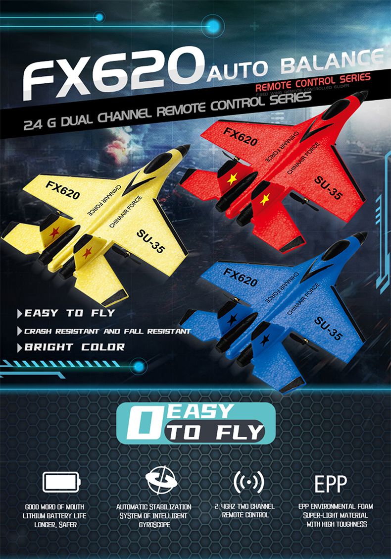 RC Foam Vliegtuig SU-35 Vliegtuig 2.4G Radio Control Zweefvliegtuig Afstandsbediening Gevechtsvliegtuig Zweefvliegtuig Vliegtuig Schuim Jongens Speelgoed voor Kinderen_voghion.com