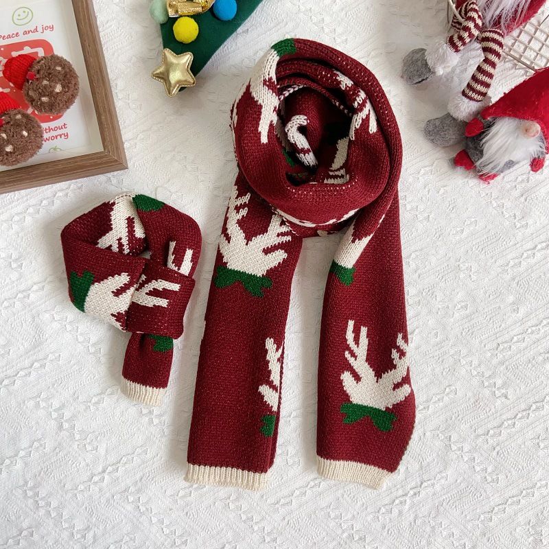 Haustier Neujahr Rot Weihnachtsgeschenk Hundeschal Verdickter Vielseitiger Herbst Winter Halswärmer Eltern-Kind-Set Ins_voghion.com