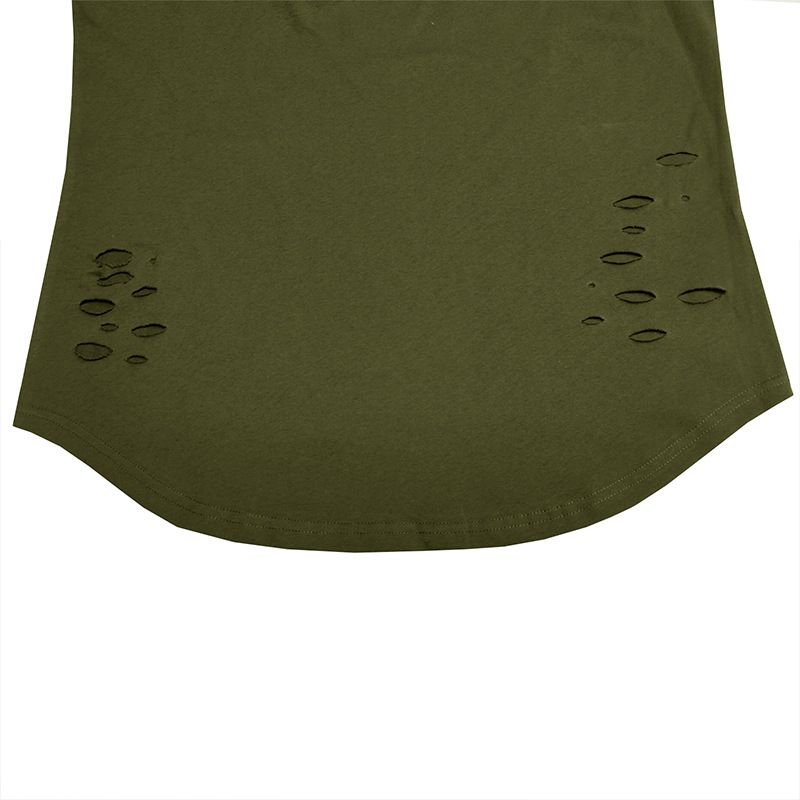 Herrenbekleidung Top Herren Slim Solid Color T-Shirt mit Rundhalsausschnitt, zerrissenes Kurzarm-T-Shirt für Herren_voghion.com