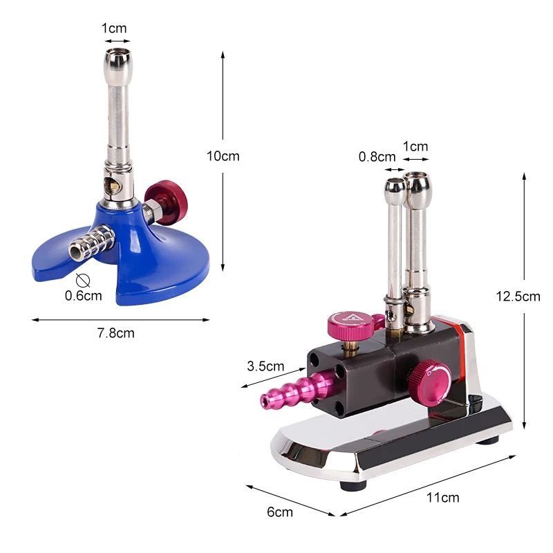 Dental Lab Portable Natural Gas Light Mini Bunsen Brenner Dobbeltrør Roterbart Laboratorieoppvarmingsverktøy_voghion.com