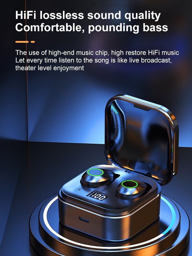 TG02Mini Bluetooth-Headset, 5.1 TWS, Touch-Digitaldisplay, Geräuschreduzierung, geringe Verzögerung, kabelloses Mini-Sport-Headset_voghion.com