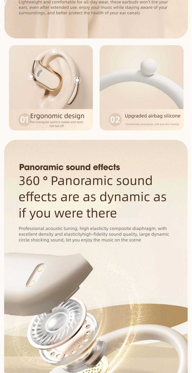 Chengruida M76 Open Wireless Bluetooth Air Bone Conduction Ohrbügel Laufsport Kopfhörer 5.4_voghion.com