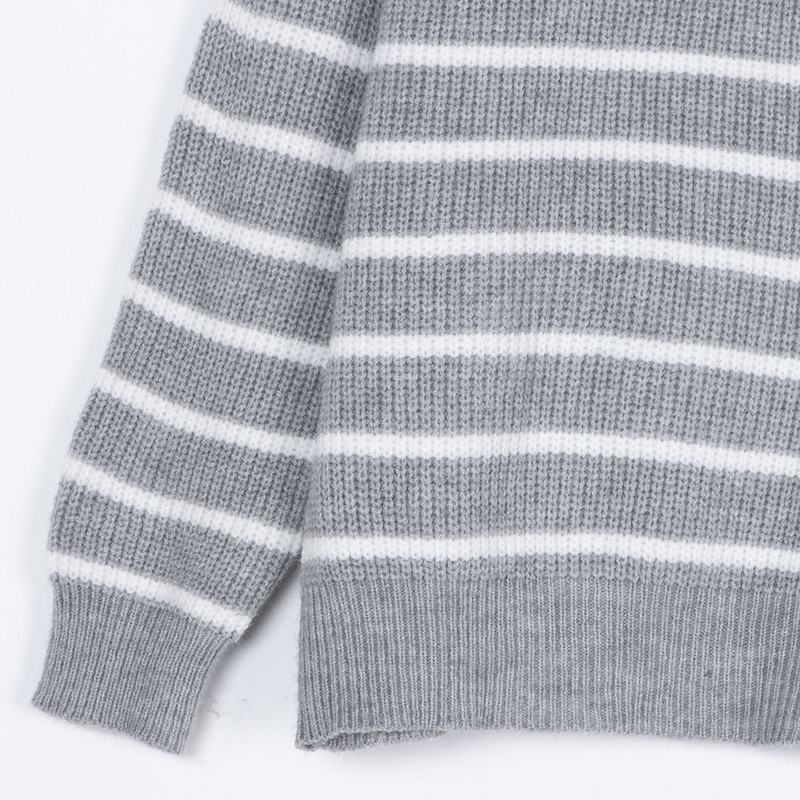 Abbigliamento da donna Maglione maglione pullover con cerniera da donna a maniche lunghe a righe color block a collo alto_voghion.com