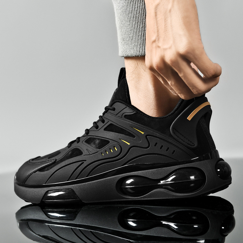 Černé tenisky Air Cushion Jarní prodyšné Nové ultralehké sportovní pánské běžecké boty_voghion.com