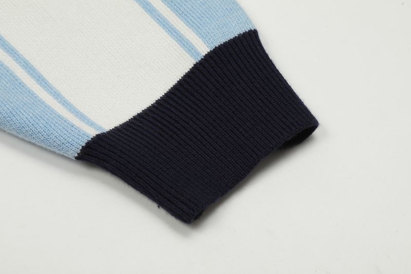 Pull à rayures verticales en jacquard à blocs de couleurs pour homme, style décontracté, col rabattu, de marque américaine tendance_voghion.com