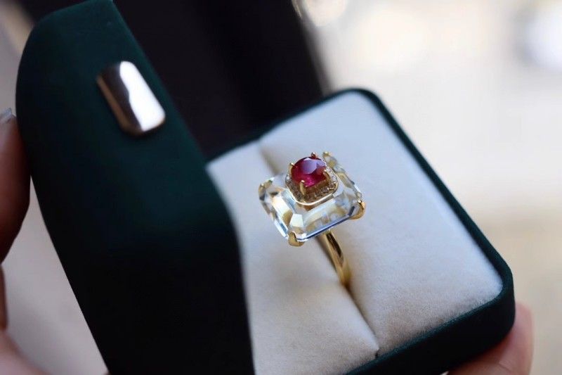 Ventes chaudes Bijoux fins Femmes Cristal Rubis Bague carrée S Sterling Sier Mode Bagues réglables_voghion.com