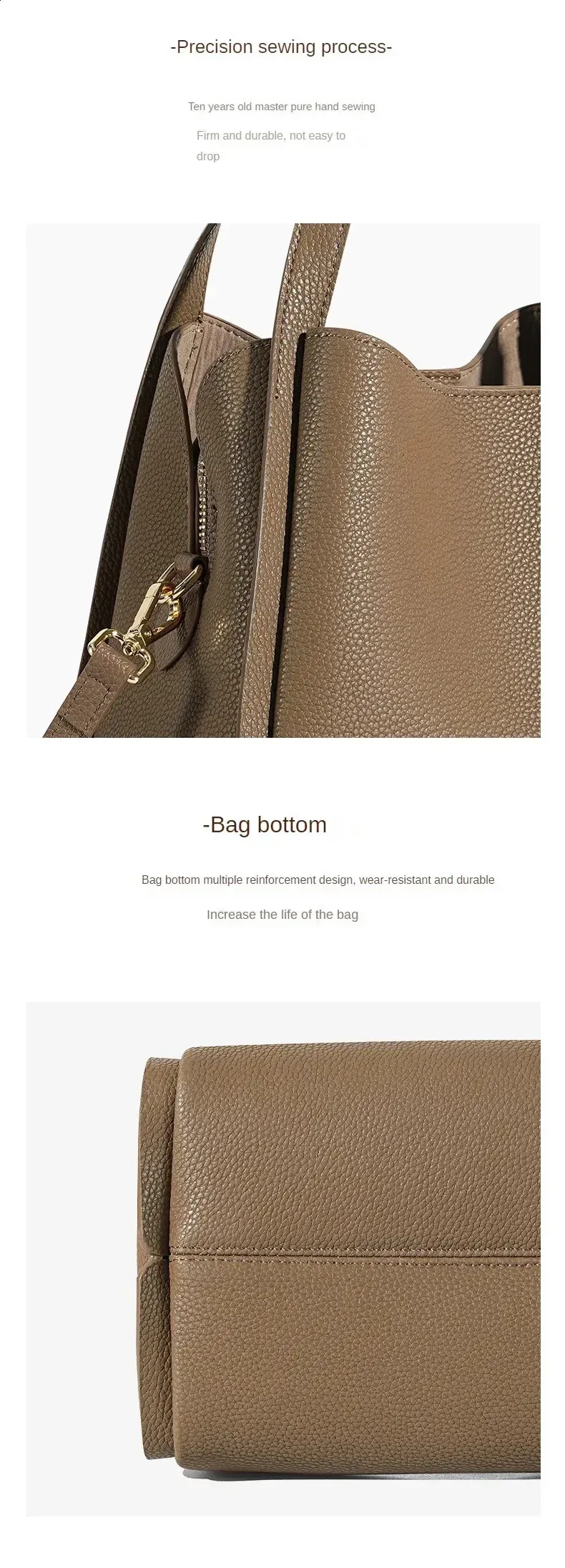 Lychee Pattern Leather Simple Vegetable Basket Handbag Womens Denim Portable Bucket Shoulder Bag 240827_voghion.com