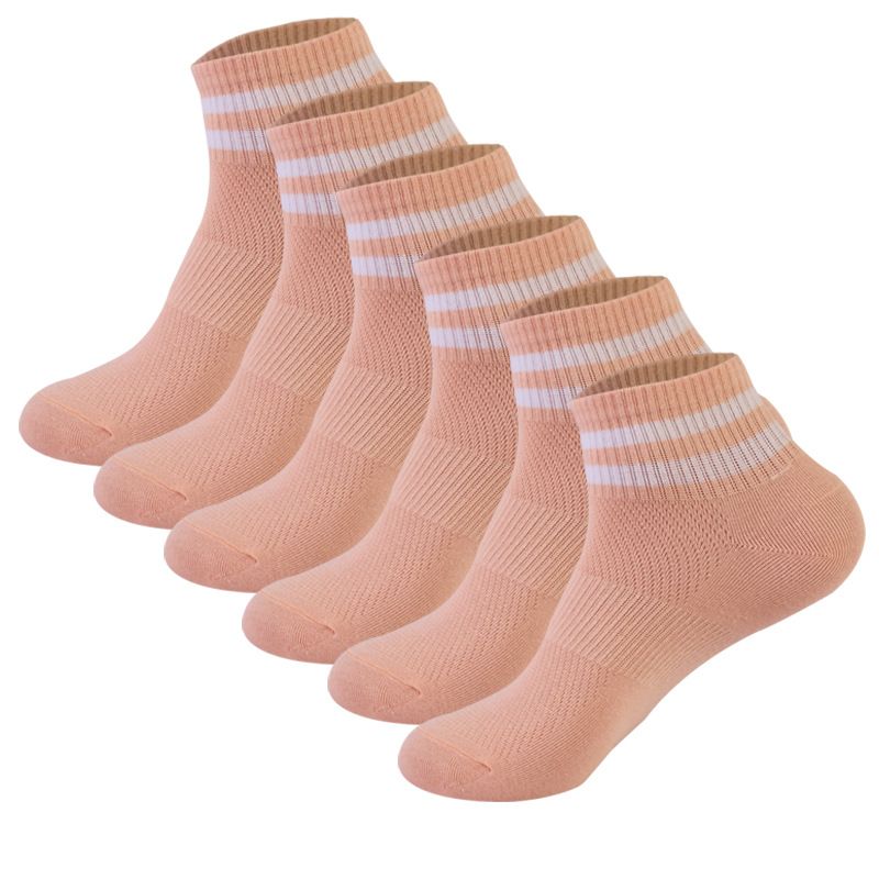 Sport Socks Two Bar Sports Socks Thin Mesh Women's Boat Socks Student Striped Short Tube Socks Breathable Cotton Socks_voghion.com