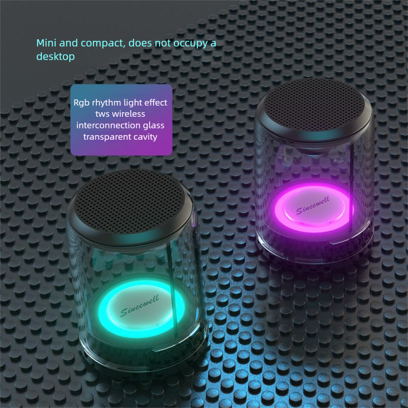 Mini Desktop Small Wireless Computer Bluetooth Home Colorful Atmosphere Light Transparent Speaker Portable Magnetic High_voghion.com