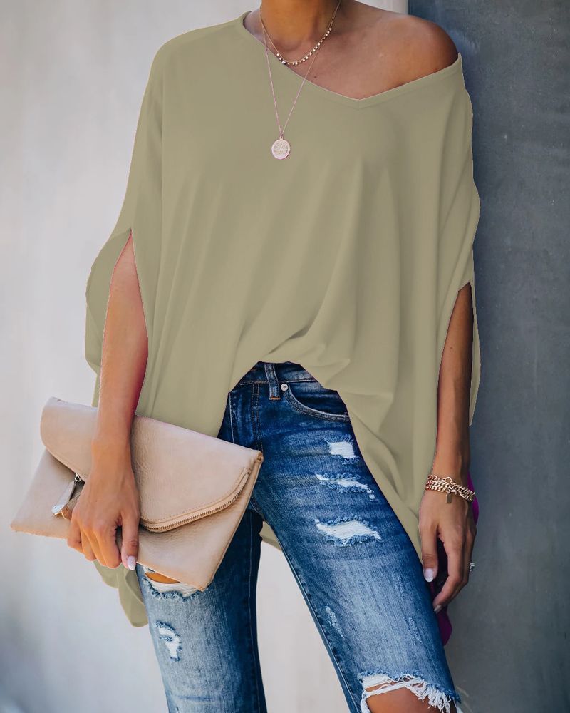 Abbigliamento Donna Home T-shirt Top multicolore con scollo a V in stile festivo_voghion.com