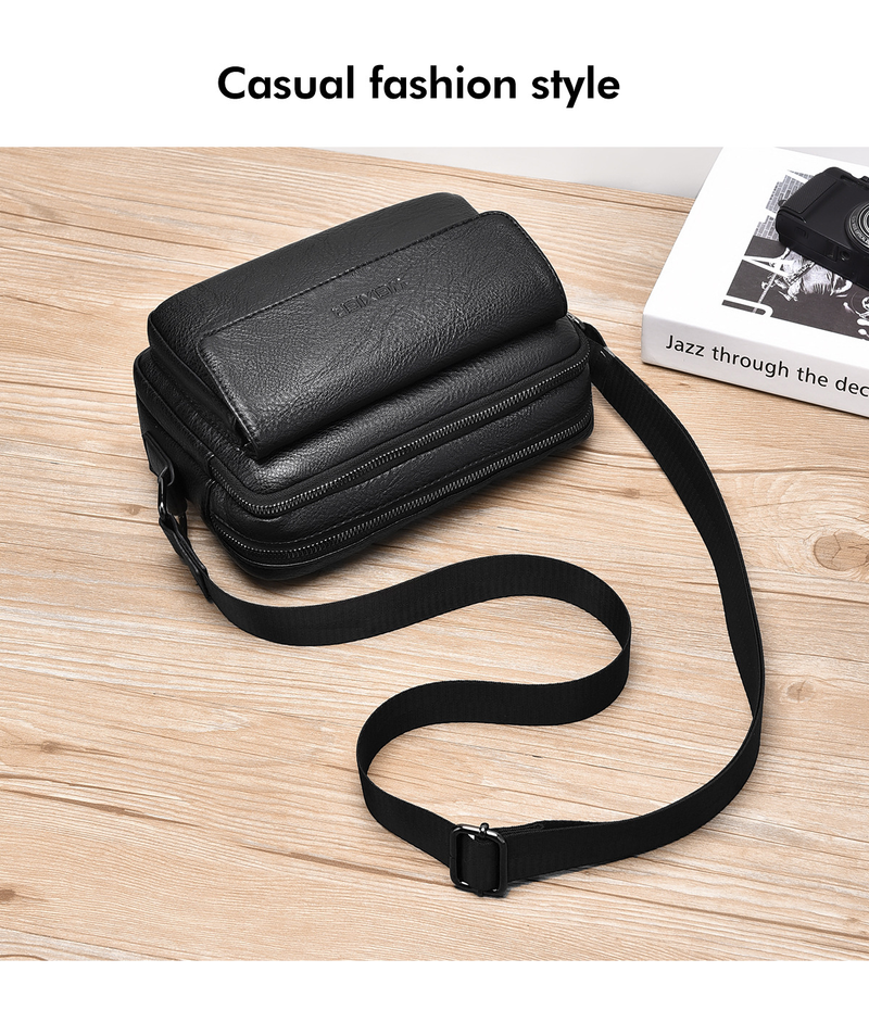 Casual Retro Men's Shoulder Bag Large Capacity Pu Portable Messenger Bag Water Proof Functional Bag Men's Business Men's Bag_voghion.com
