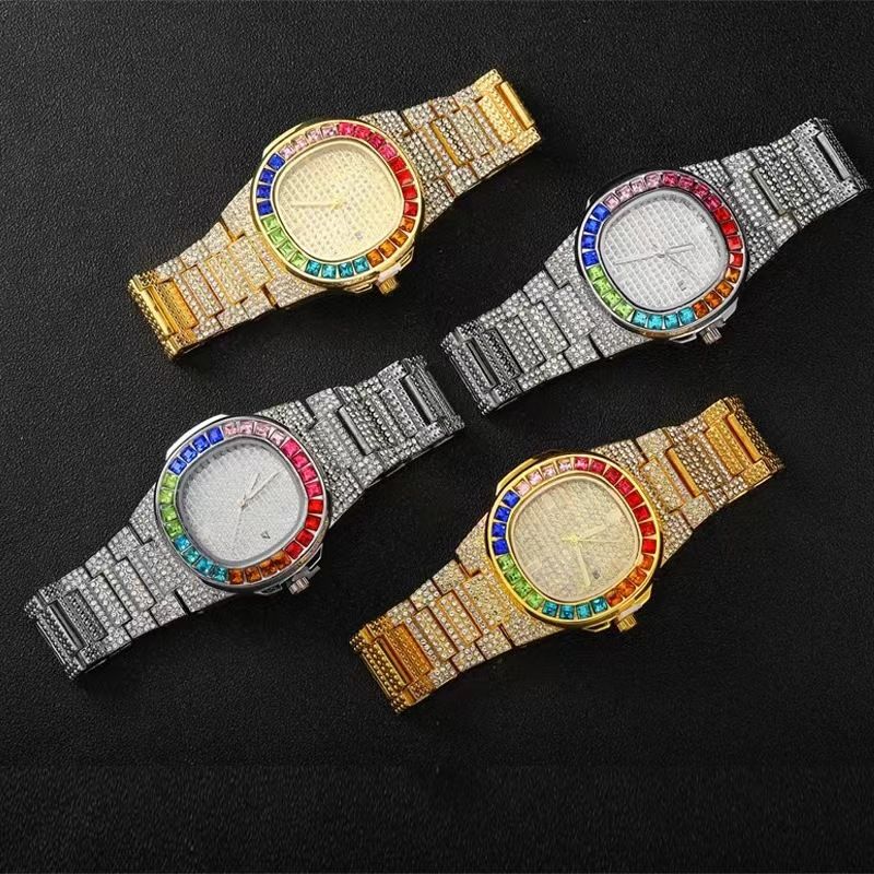 Orologio da donna Hip Hop con calendario colorato e diamanti_voghion.com