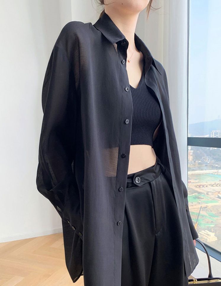 Tencel for women in summer 2024, thin and high-end, new chiffon camisole dress with sun protection shirt on the outside_voghion.com