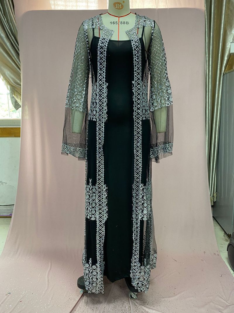 2025 New Women's Hot Stamping Sexy Shawl Two-piece Set For Banquet Fashion Evening Dress_voghion.com