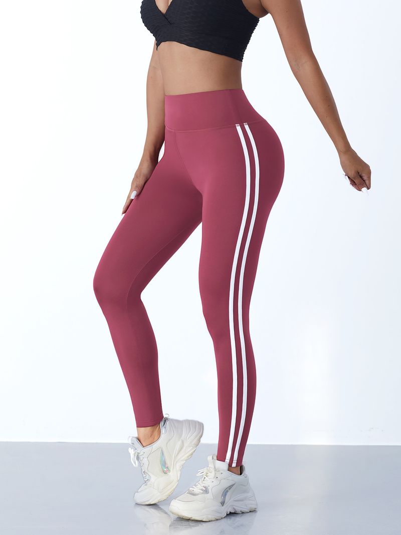 Lässige Sporthose mit Seitenstreifen, hohe Taille, 4-Wege-Stretch, atmungsaktive Lauf-Workout-Yoga-Leggings, Activewear für Damen_voghion.com