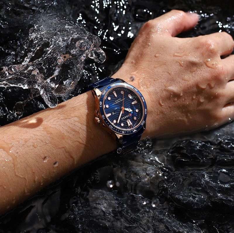Lässige, wasserdichte Quarzuhr für Herren mit Datumsfunktion, rundem, großem Zifferblatt, Edelstahlarmband, Mineralglas, modische Armbanduhr für den Alltag_voghion.com