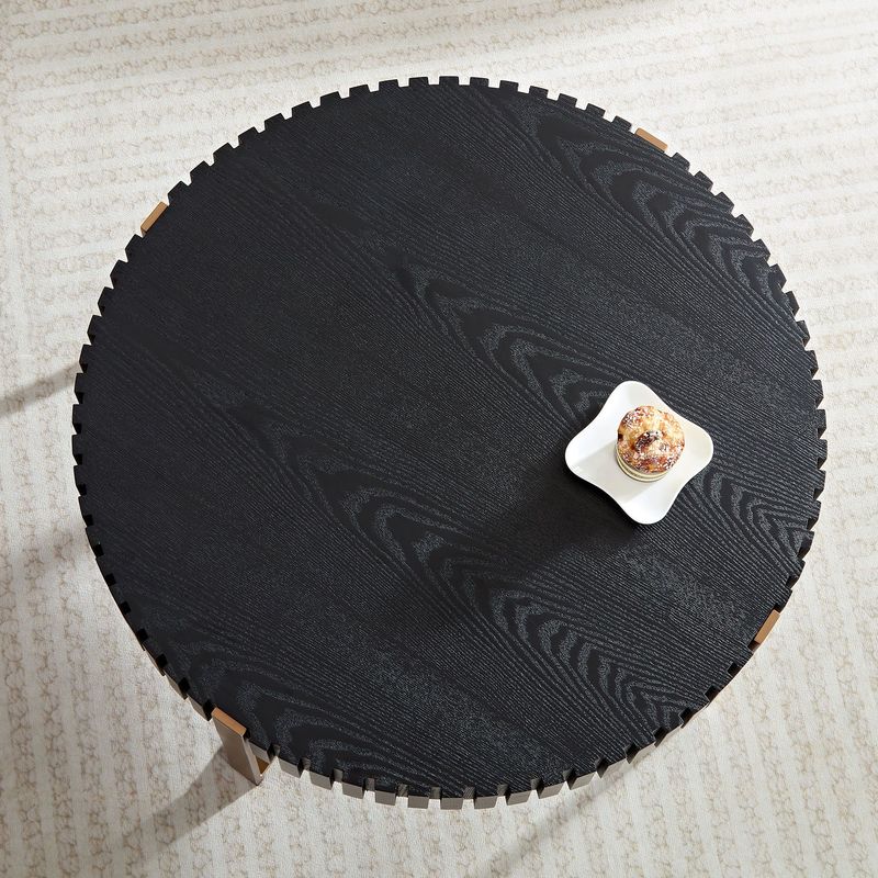 Modern Handcraft Drum Coffee Table 31.5 Inch Round Coffee Table For Living Room,Small Coffee Table With Sturdy Pedestal_voghion.com