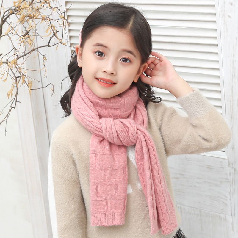 Girl boy's pure color Korean version scarf autumn winter, cute children's scarf, thickened and warm for 2-10 years old_voghion.com