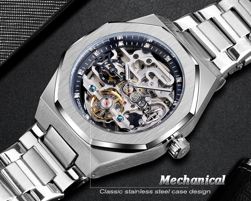 Forsining - Men's casual 3D diamond module, trimmed watch, military shoes, tourbillon, watch area Me_voghion.com