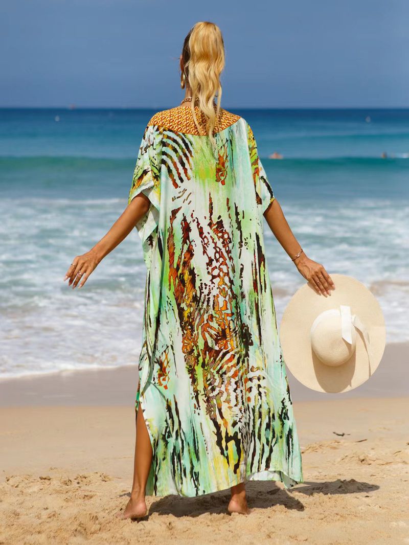 Bohemian Beach Cover-Up Kleid – Leichte und atmungsaktive Tunika aus 99 % Baumwolle für Damen, übergroßes, fließendes Sommerkleid, perfekt für den Pool_voghion.com