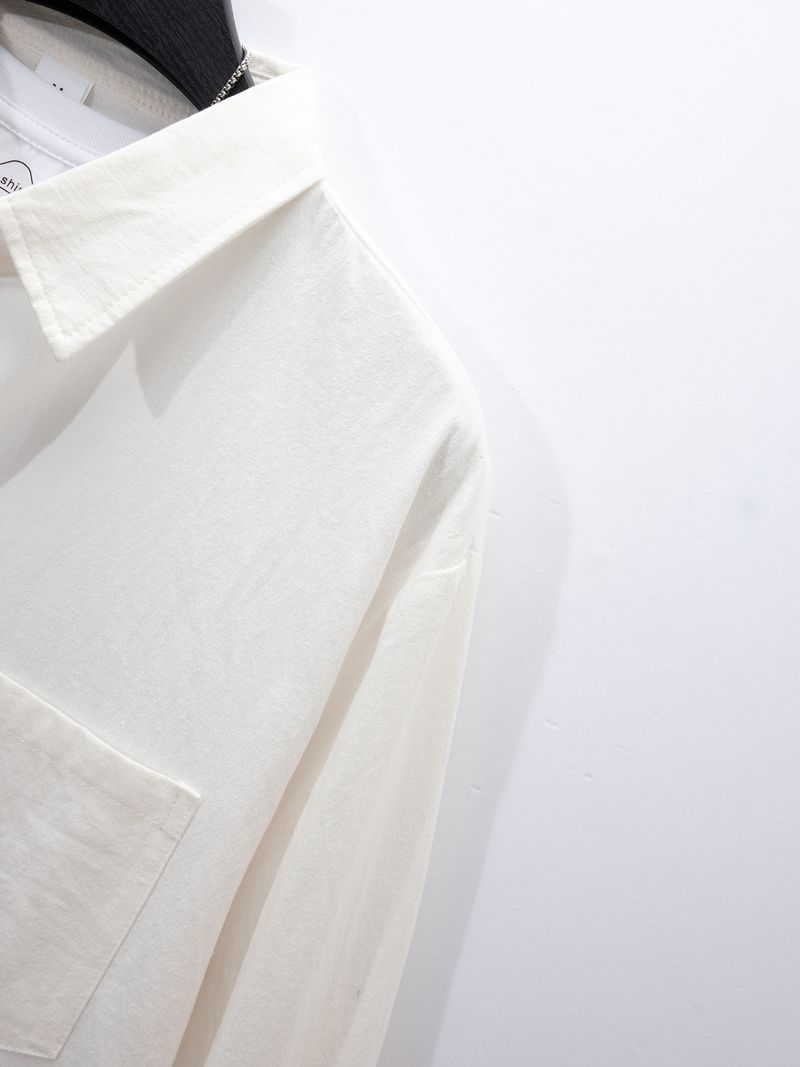 Men's Clothing Versatile Shirt Fashion Cotton Casual Loose Fit Cotton Shirt With Pocket, Solid Color Long Sleeve Button Down Shirt For Everyday Wear_voghion.com