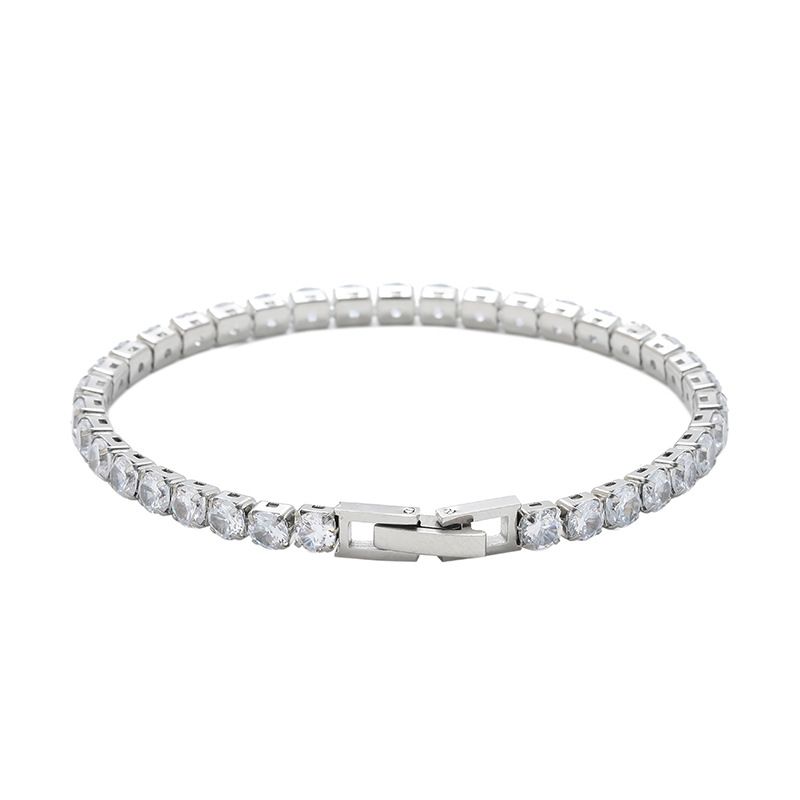 Hip Hop Titanium Steel Single Row Full Diamond Zircon Tennis Bracelet Unisex Trendy Street Jewelry_voghion.com