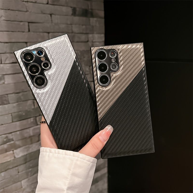 Lente in metallo in fibra di carbonio per S24Ultra Color Matching S23Ultra Custodia per cellulare alla moda di lusso S22Ultra Custodia protettiva anticaduta all-inclusive_voghion.com