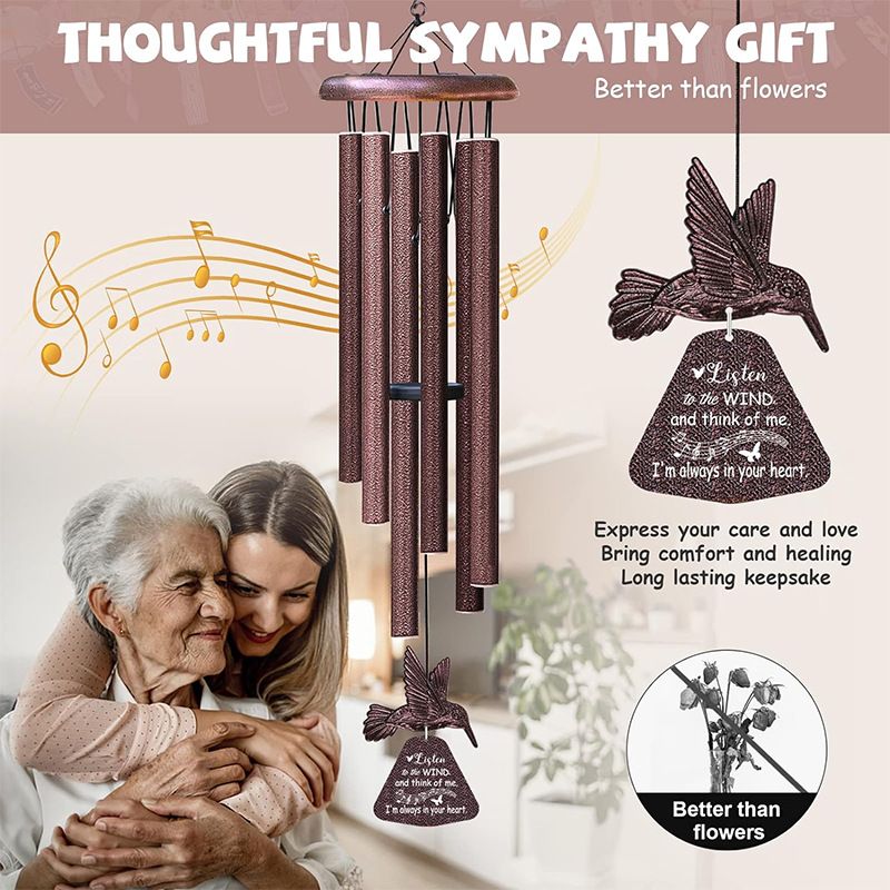 Hummingbird 32inch Wind Chime Garden Courtyard Balcony Hanging Decoration Metal_voghion.com