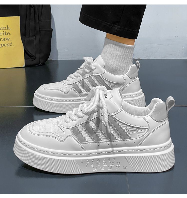 Lässige weiße Herren-Sneaker – atmungsaktive Low-Top-Schnürschuhe mit dicker Sohle für Komfort und Stil im Alltag_voghion.com