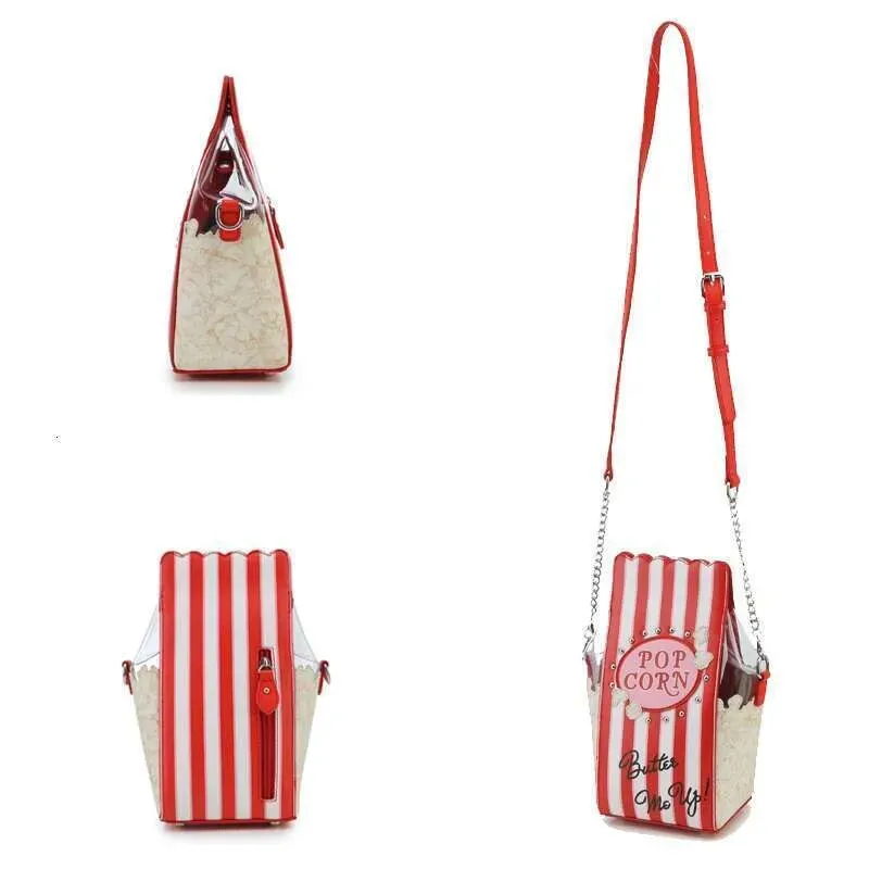 Projektant 2025 Popcorn Red Stripe Design Chain Shoulder Crossbody dla kobiet Modne torebki i torebki dla dziewcząt Nowość_voghion.com
