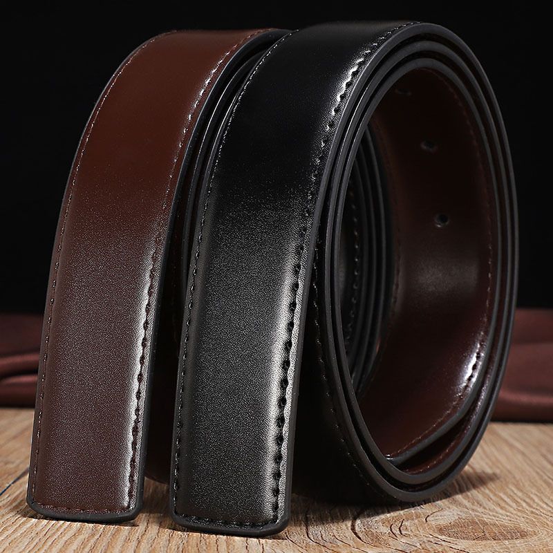 HOT Multi-size Genuine Leather Mens Two-layer Cowhide Double-sided Available Without Pin Buckle Belt for Men_voghion.com