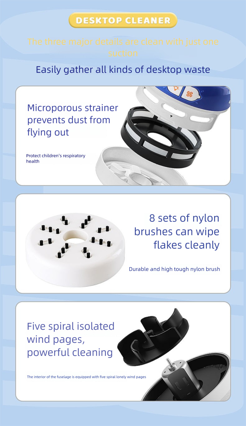 Electric USB Rechargeable Desktop Vacuum Eraser Sweeper Night Light Household Keyboard Dust Cleaner_voghion.com