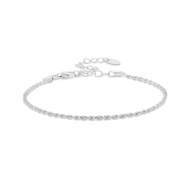 S925 Sterling Silver Rope Chain Bracelet With Cubic Zirconia - Minimalist Square Link Design For Women, Elegant & Versatile Jewelry Gift_voghion.com