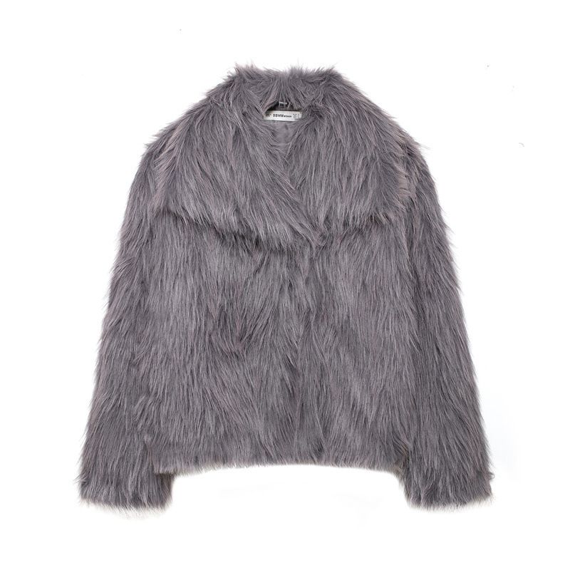 Kurzmantel mit Kunstpelzkragen für Damen – Elegante Bürokleidung, modische Oberbekleidung für Herbst und Winter (Hellleopard/Braun/Weiß/Grau/Beige/Schwarz/Weinrot)_voghion.com