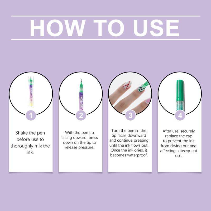 Pennarello per nail art multicolore, facile da usare, multiuso e fai da te, per unghie artistiche_voghion.com