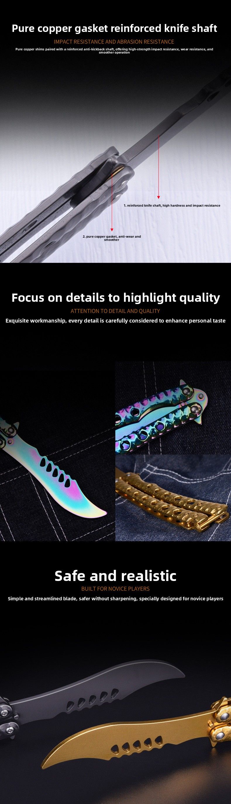 【Nowy nieostrzony motyl】Przenośny, obrotowy, transformowalny, fajny nóż do rzucania dla początkujących, wykonany w całości ze stali_voghion.com