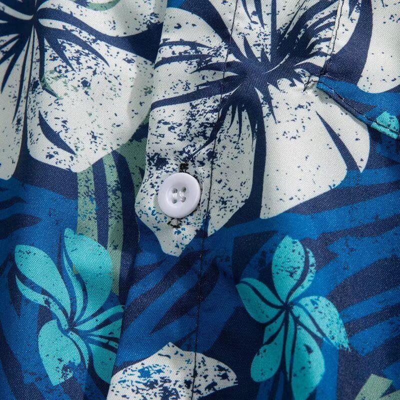 Strand til mænd, strandferie, Hawaii, kortærmet blomsterskjorte, løs og alsidig, afslappet parsæt i to dele_voghion.com