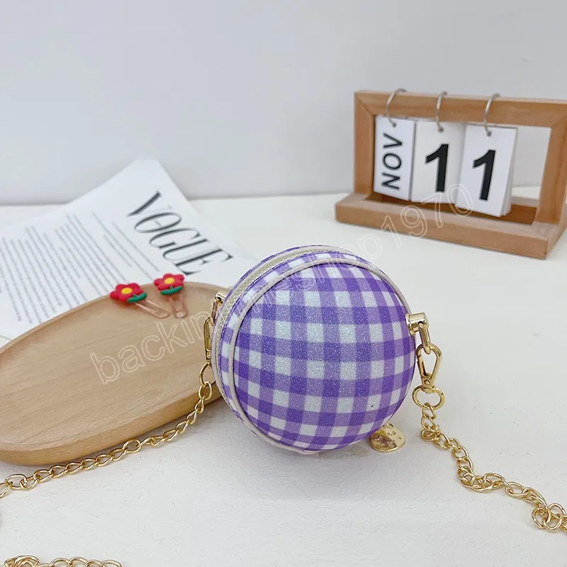 Borsa a tracolla per bambini con motivo scozzese alla moda Borsa a tracolla carina a forma di palla per neonate Portamonete casual per bambini_voghion.com
