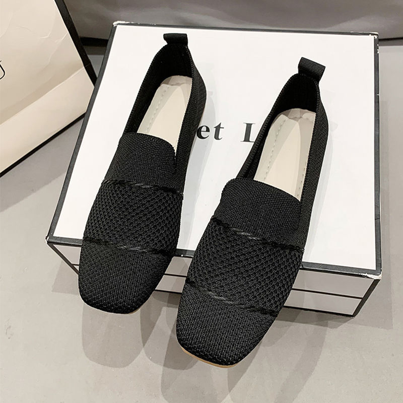2025 Neue atmungsaktive Casual Flat Work Mesh Soft Soled Bean Damen Einzelschuhe_voghion.com
