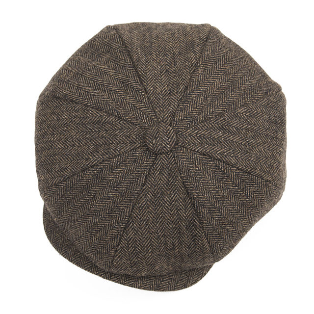 BOTVELA Woll-Tweed-Zeitungsjungenmütze mit Fischgrätenmuster für Herren und Damen, britischer Gatsby-Retro-Hut, Fahrer-Schiebermütze für Herren, Vintage-Baskenmütze mit Fischgrätenmuster_voghion.com