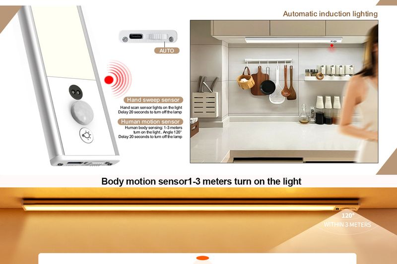 Rechargeable Human Body Induction Lamp Hand Sweep Bedside Wardrobe Wine Cabinet Long Strip Night Light Led Cabinet Light Wall Lamp_voghion.com