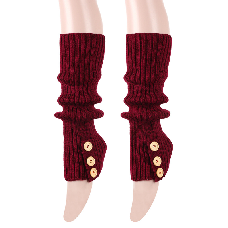 Autumn Winter Warm Knitted Button Long Boot Covers European American Style Slouch Foot Leg Warmers JK Socks_voghion.com
