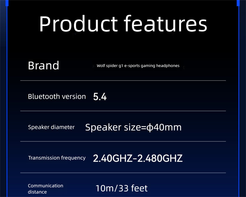 Casque Bluetooth Wolf Spider G1 supra-auriculaire à double mode de positionnement sonore avec microphone pour jeux FPS et course à pied_voghion.com