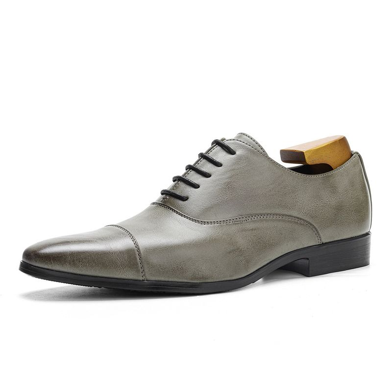 Oxford puntiagudo de alta gama para hombres, zapatos de cuero británicos clásicos y cómodos de negocios, zapatos formales pulidos de color_voghion.com
