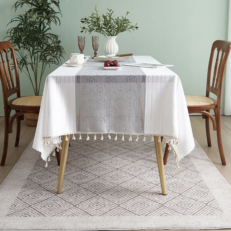 Tovaglia francese in cotone e lino, stile letterario, rettangolare, con cuciture, per tavolino da caffè, tovaglietta in pizzo di alta qualità, resistente allo sporco e alle pieghe._voghion.com