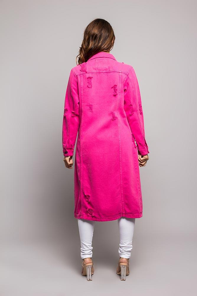 Women's fashion denim long trench cape ripped denim coat female dress_voghion.com