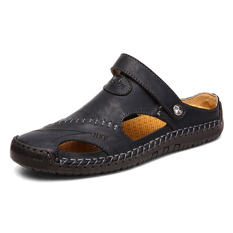 Sandali estivi di qualità imbattibile, nuovi, alla moda, casual, per uomo, da spiaggia, all'aperto, traspiranti, in pelle, da cucire, grandi, da uomo._voghion.com