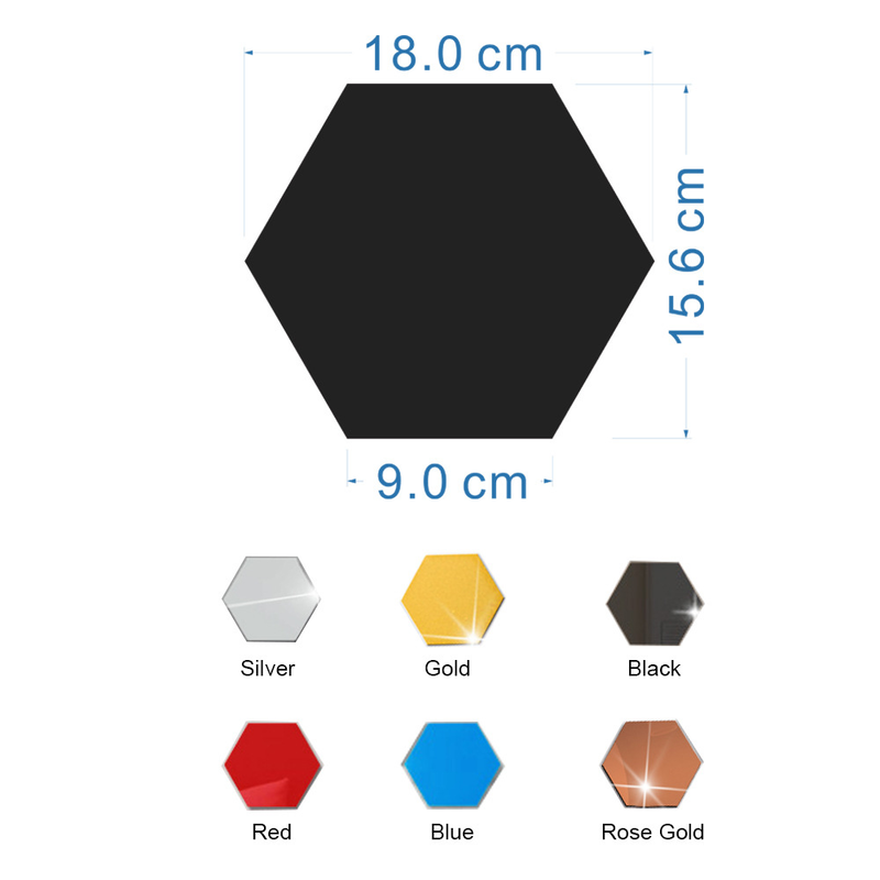 JM006 pegatina de pared de espejo acrílico hexagonal DIY decoración del hogar pegatina de espejo tridimensional impermeable_voghion.com