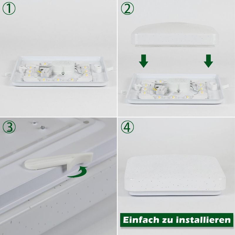 Glitzerlife Deckenlampe LED Deckenleuchte Quadratisch - 15W Schlafzimmerlampe Sternenhimmel 21cm Küchenlampe Warmweiß Flur Deckenbeleuchtung Sternendekor Für Büro_voghion.com